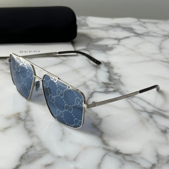 NEW Gucci GG0941S Silver Logo Mirror Aviator Sunglasses - Picture 10 of 12